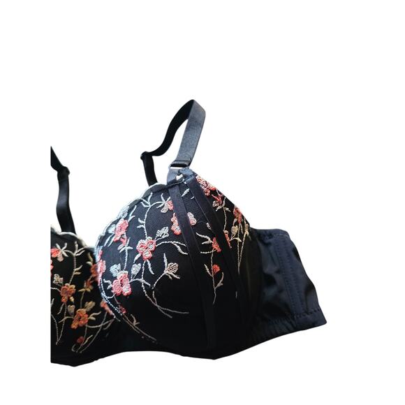 ⬇️SALE⬇️ Parfait Bra 40D Womens Plus Size Padded Underwired Black Floral - Picture 2 of 6